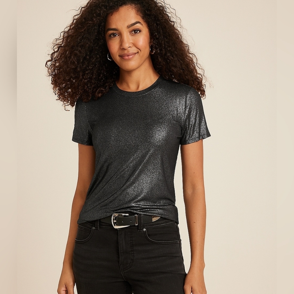 New w/Tags Black Metallic Tee